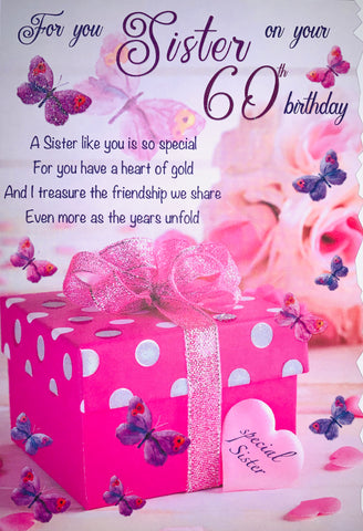 Sister 60th birthday card - beautiful verse
