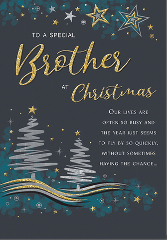 Brother Christmas card - modern Xmas trees