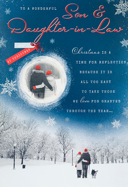 Son and Daughter-in-law Christmas card - winter scene