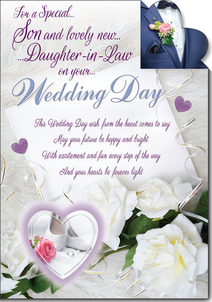 Son and Daughter-in-law wedding day card - sentimental verse