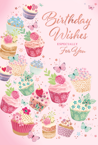 General birthday card for her- cupcakes and butterflies