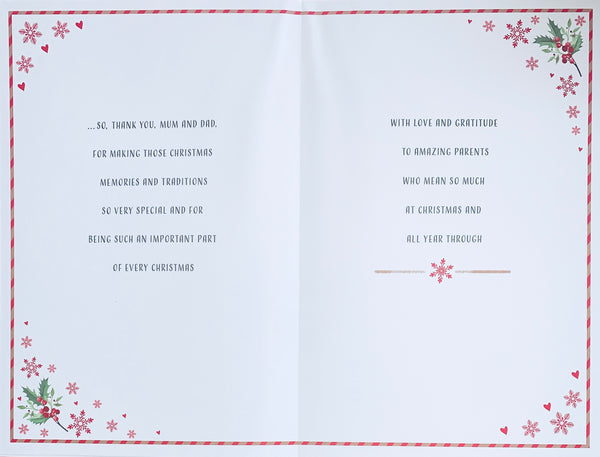 Mum and Dad Christmas card- Large card and long verse
