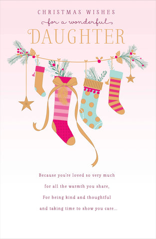 Daughter Christmas card - Xmas stockings