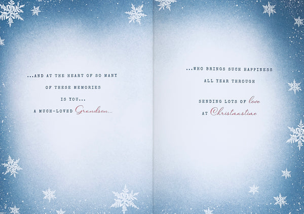 Grandson Christmas card - winter scene