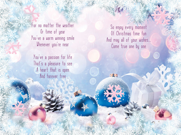 Granddaughter Christmas card- sentimental verse