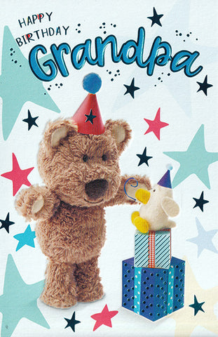 Grandpa birthday card - cute bear with gifts
