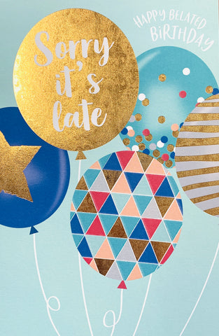 Belated birthday card - modern balloons
