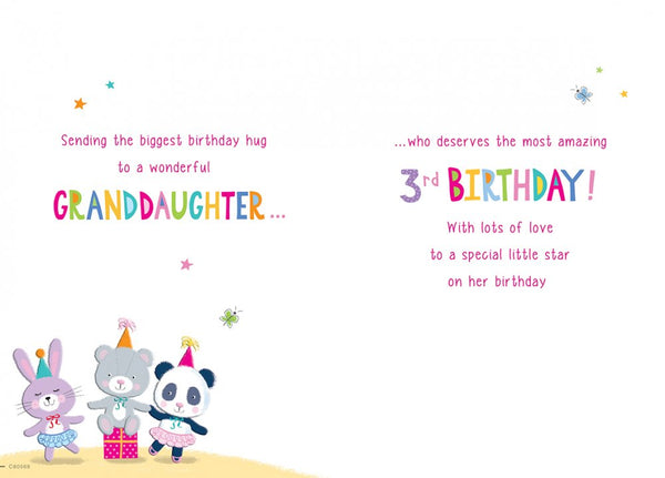 Granddaughter 3rd birthday card cute bears