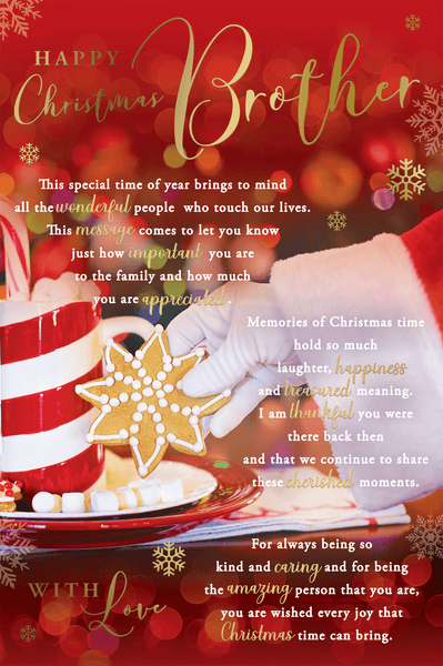 Brother Christmas card - sentimental verse