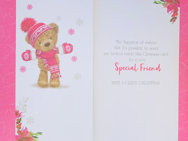 Special friend Christmas card - cute bear