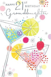 Granddaughter 21st birthday card- cocktails