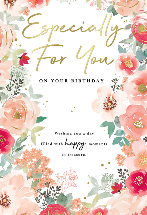 General birthday card for her- pink flowers