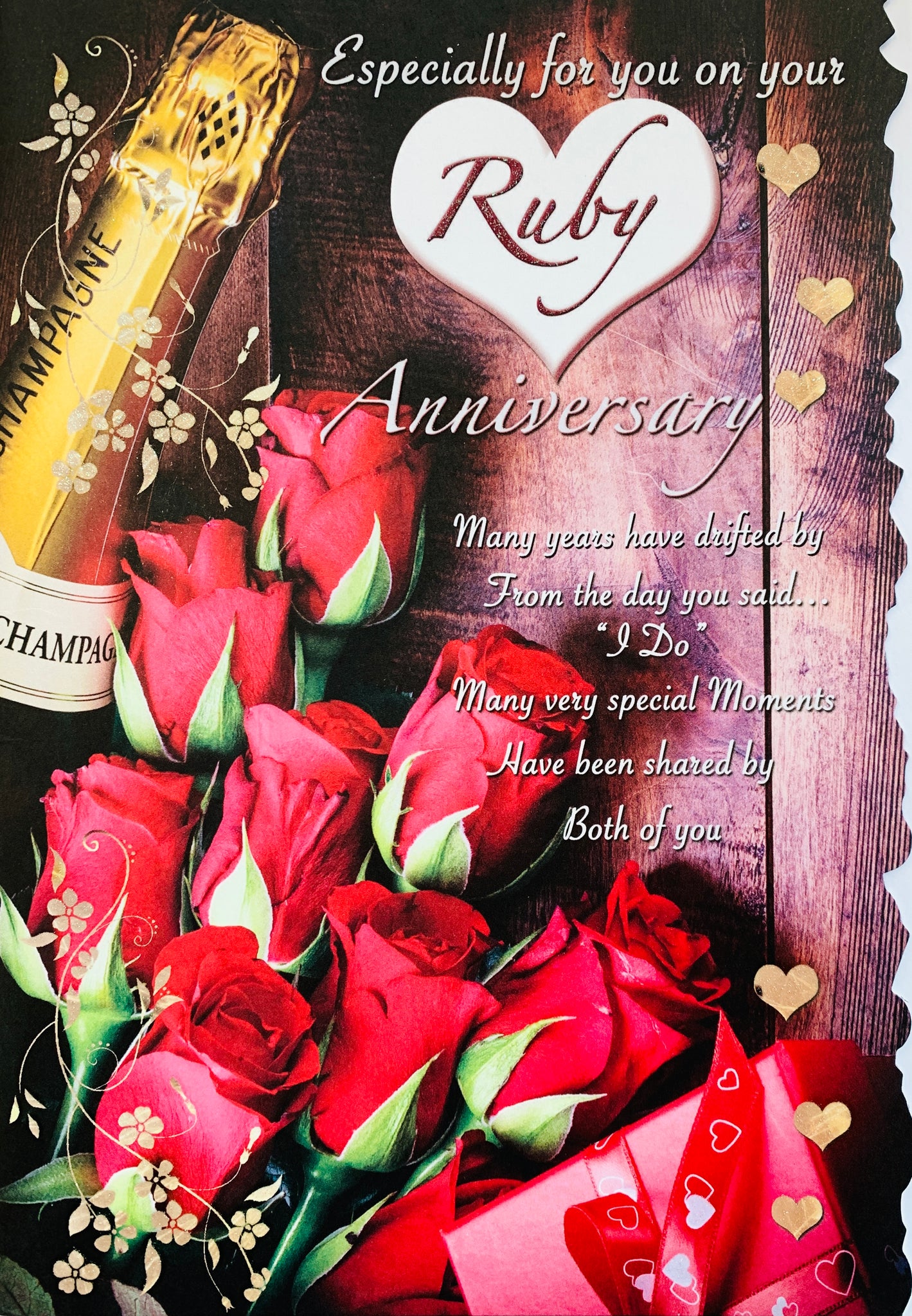 Ruby anniversary card - sentimental verse