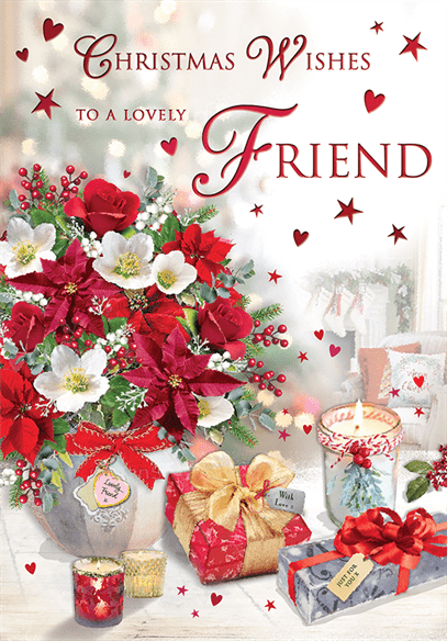Friend Christmas card - Xmas flowers