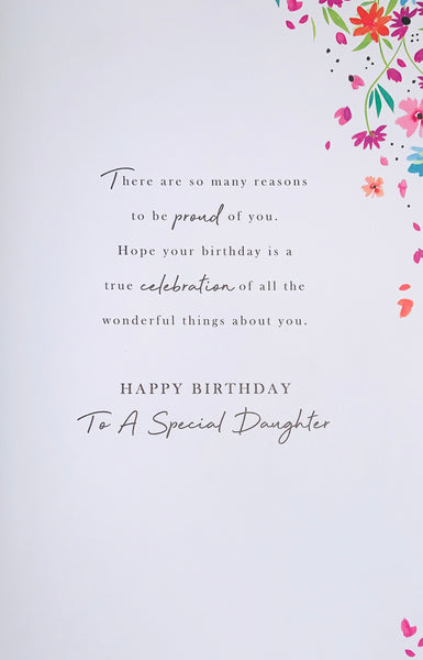Daughter birthday card- flowers and sentimental verse