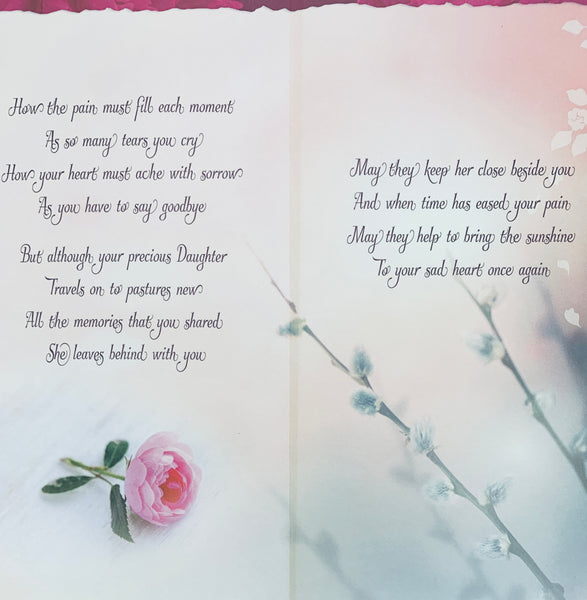 Loss of your Daughter sympathy card - caring words