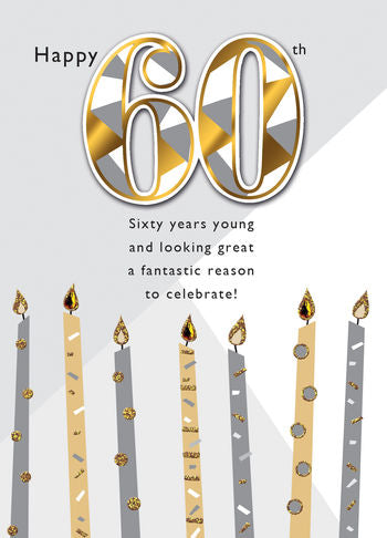 60th birthday card - Modern birthday candles