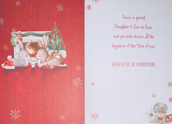 Daughter and Son-in-law Christmas card - cute rabbits