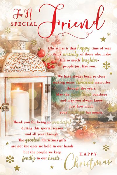 Friend Christmas card- sentimental verse