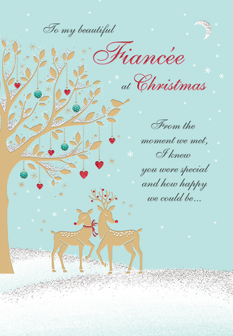 Fiancée Christmas card - winter wonderland scene